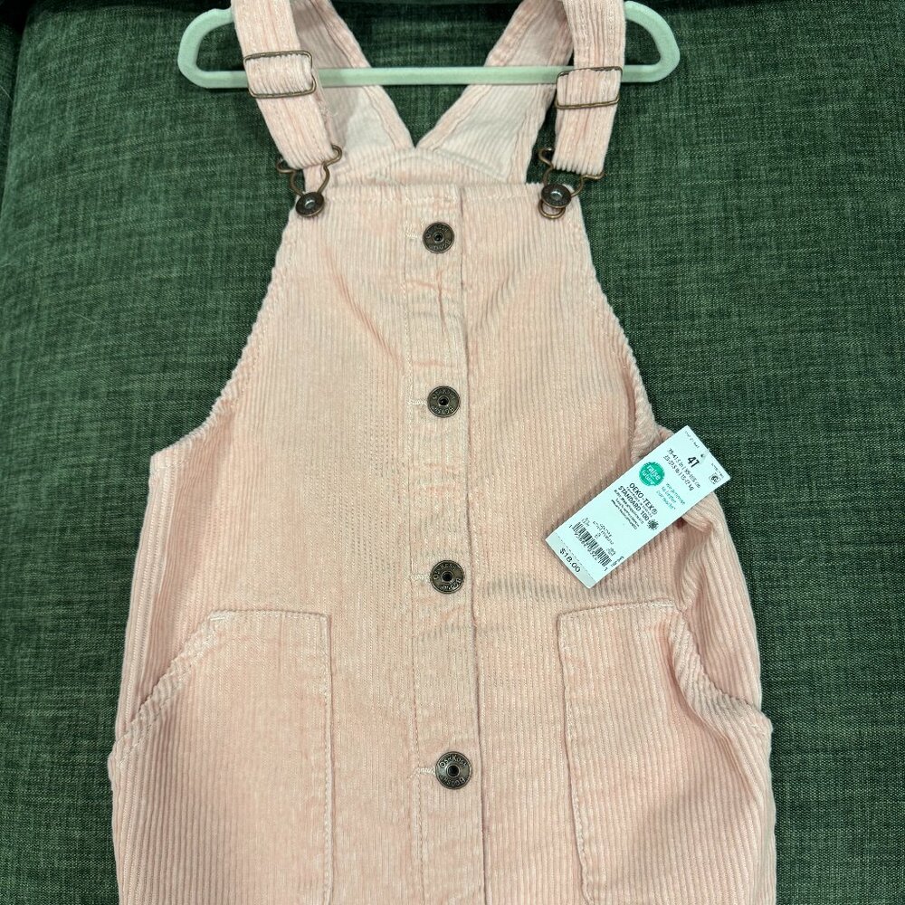 OshKosh Corduroy Pink Overall Dress, 4T NWT